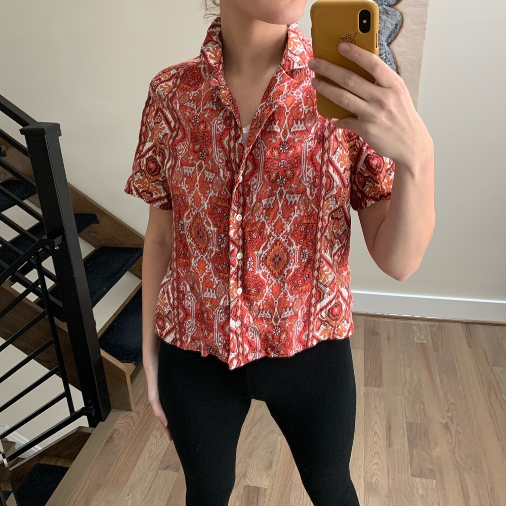 RACHEL ZOE Retro Collared T-Shirt